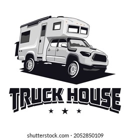 TRUCK HOUSE LOGO DESIGN VECTOR