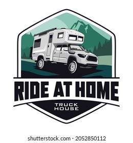 TRUCK HOUSE LOGO DESIGN VECTOR