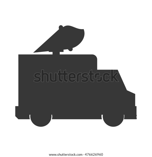 truck ice cream delivery fast\
food urban business icon. Flat and isolated design. Vector\
illustration
