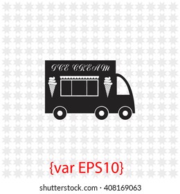 Truck with ice cream icon.