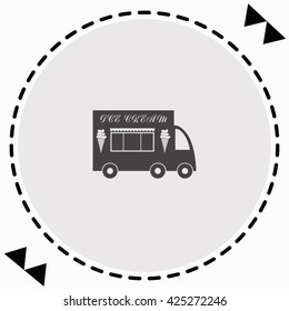 Truck with ice cream icon Flat Design. Isolated Illustration.