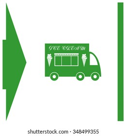 Truck with ice cream vector icon. 