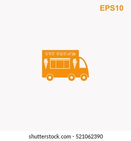 Truck with ice cream vector icon