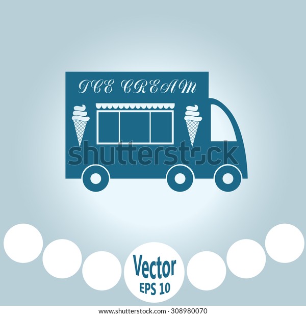 Truck with ice cream vector\
icon. 