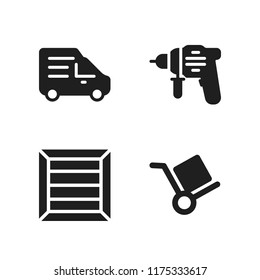 truck icon. 4 truck vector icons set. shipping, box trolley and delivery truck icons for web and design about truck theme