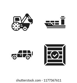 truck icon. 4 truck vector icons set. cargo ship, loader and shipping icons for web and design about truck theme