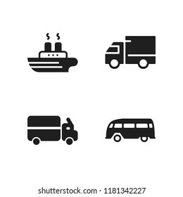 truck icon. 4 truck vector icons set. ship, delivery truck and van icons for web and design about truck theme