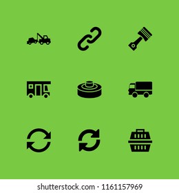 truck icon. 9 truck set with load, mine, carrier and deliver vector icons for web and mobile app