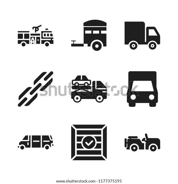 truck icon. 9
truck vector icons set. shipping, jeep and trailer icon icons for
web and design about truck
theme