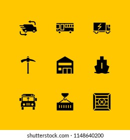 truck icon. 9 truck vectors with bus, ship, truck and delivery truck icons for web and mobile app