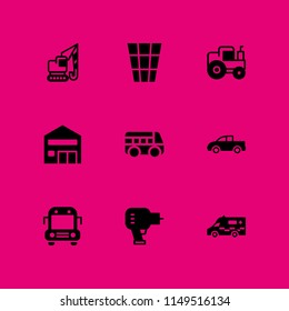 truck icon. 9 truck vectors with pickup truck, crane, driller and school bus icons for web and mobile app
