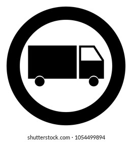 Truck  icon black color in circle or round