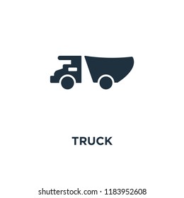 Truck icon. Black filled vector illustration. Truck symbol on white background. Can be used in web and mobile.