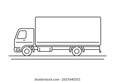 Truck icon. Black outline linear silhouette. Editable strokes. Side view. Vector simple flat graphic illustration. Isolated object on white background. Isolate.