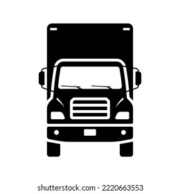 Truck icon. Black silhouette. Front view. Vector simple flat graphic illustration. Isolated object on a white background. Isolate.