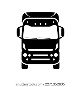 Truck icon. Black silhouette. Front view. Vector simple flat graphic illustration. Isolated object on a white background. Isolate.