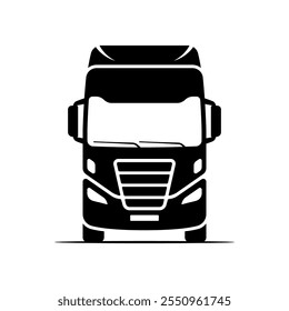 Truck icon. Black silhouette. Front view. Vector simple flat graphic illustration. Isolated object on white background. Isolate.