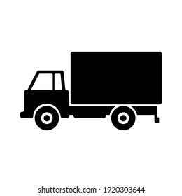 Truck icon. Black silhouette. Side view. Vector flat graphic illustration. The isolated object on a white background. Isolate.
