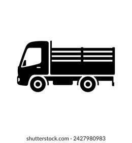 Truck icon. Black silhouette. Side view. Vector simple flat graphic illustration. Isolated object on a white background. Isolate.