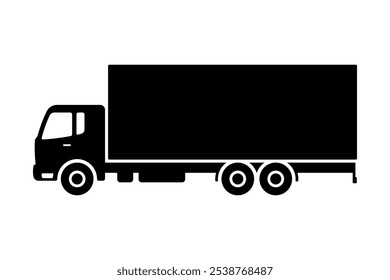 Truck icon. Black silhouette. Side view. Vector simple flat graphic illustration. Isolated object on white background. Isolate.