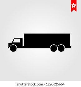 truck icon in black style isolated on white background. truck symbol vector illustration, truck monochrome flat pictogram