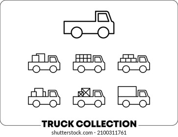 Truck icon collection isolated vector black transportation sign delivery express diferent charges illustration high quality shipping pickup car 