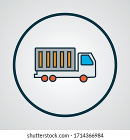 Truck icon colored line symbol. Premium quality isolated van element in trendy style.
