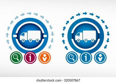 Truck icon and creative design elements. Flat design concept.