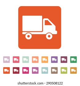 The truck icon. Delivery and shipping symbol. Flat Vector illustration. Button Set