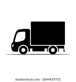 Truck icon. Delivery van. Black silhouette. Side view. Vector simple flat graphic illustration. Isolated object on white background. Isolate.