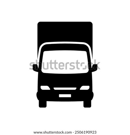 Truck icon. Delivery van. Black silhouette. Front view. Vector simple flat graphic illustration. Isolated object on white background. Isolate.