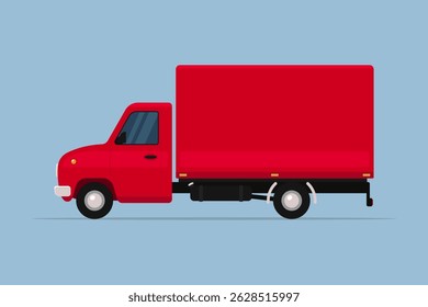 Truck icon. Delivery van. Colored silhouette. Side view. Vector simple flat graphic illustration. Isolated object on blue background. Isolate.