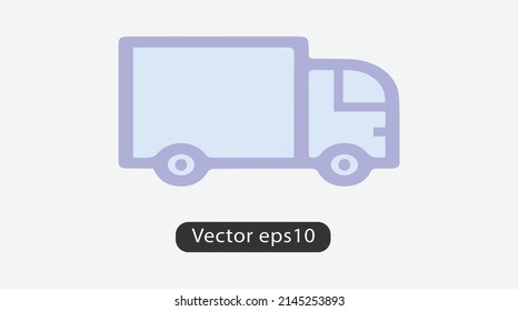 Truck icon, Delivery truck vector icon in modern trendy style. Flat vector icon of truck isolated on grey background.