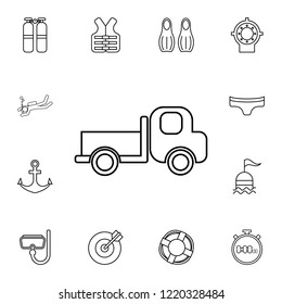 Truck icon. Detailed set of diving, fishing and hunting icons. Premium quality graphic design icon. One of the collection icons for websites, web design, mobile app on white background