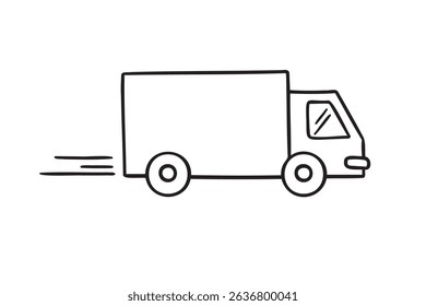 Truck icon doodle hand drawn. Outline line truck drawing clipart symbol. Vector illustration