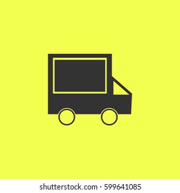 Truck icon flat. Black pictogram on white background. Vector illustration symbol and bonus button