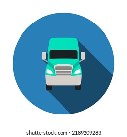 Truck Icon. Flat Circle Stencil Design With Long Shadow. Vector Illustration.
