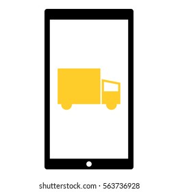 Truck icon - Flat design, glyph style icon - Colored enclosed in a phone