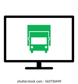 Truck icon - Flat design, glyph style icon - Colored enclosed in a screen