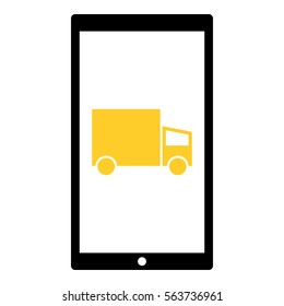 Truck icon - Flat design, glyph style icon - Colored enclosed in a phone
