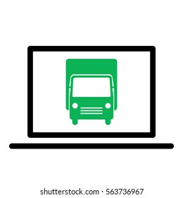Truck icon - Flat design, glyph style icon - Colored enclosed in a computer