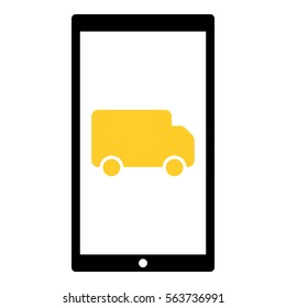 Truck icon - Flat design, glyph style icon - Colored enclosed in a phone