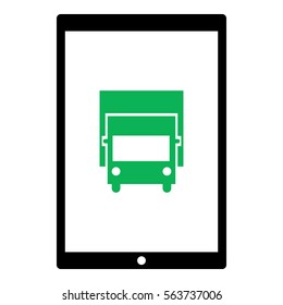 Truck icon - Flat design, glyph style icon - Colored enclosed in a tablet