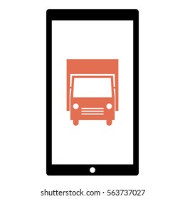 Truck icon - Flat design, glyph style icon - Colored enclosed in a phone