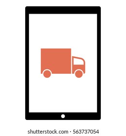 Truck icon - Flat design, glyph style icon - Colored enclosed in a tablet