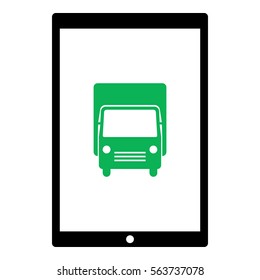 Truck icon - Flat design, glyph style icon - Colored enclosed in a tablet