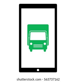 Truck icon - Flat design, glyph style icon - Colored enclosed in a phone