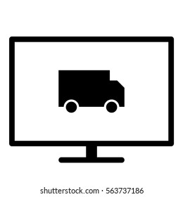 Truck icon - Flat design, glyph style icon - Colored enclosed in a screen