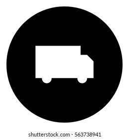 Truck icon - Flat design, glyph style icon - White enclosed in a circle