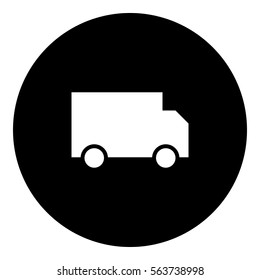 Truck icon - Flat design, glyph style icon - White enclosed in a circle